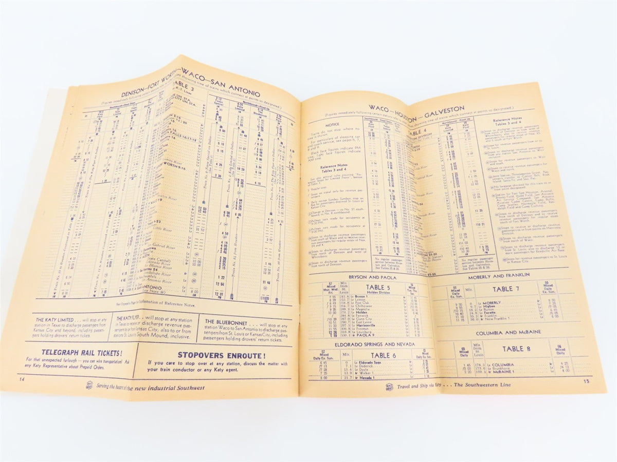 MKT Missouri Kansas Texas Katy Lines Time Tables - March 1, 1946