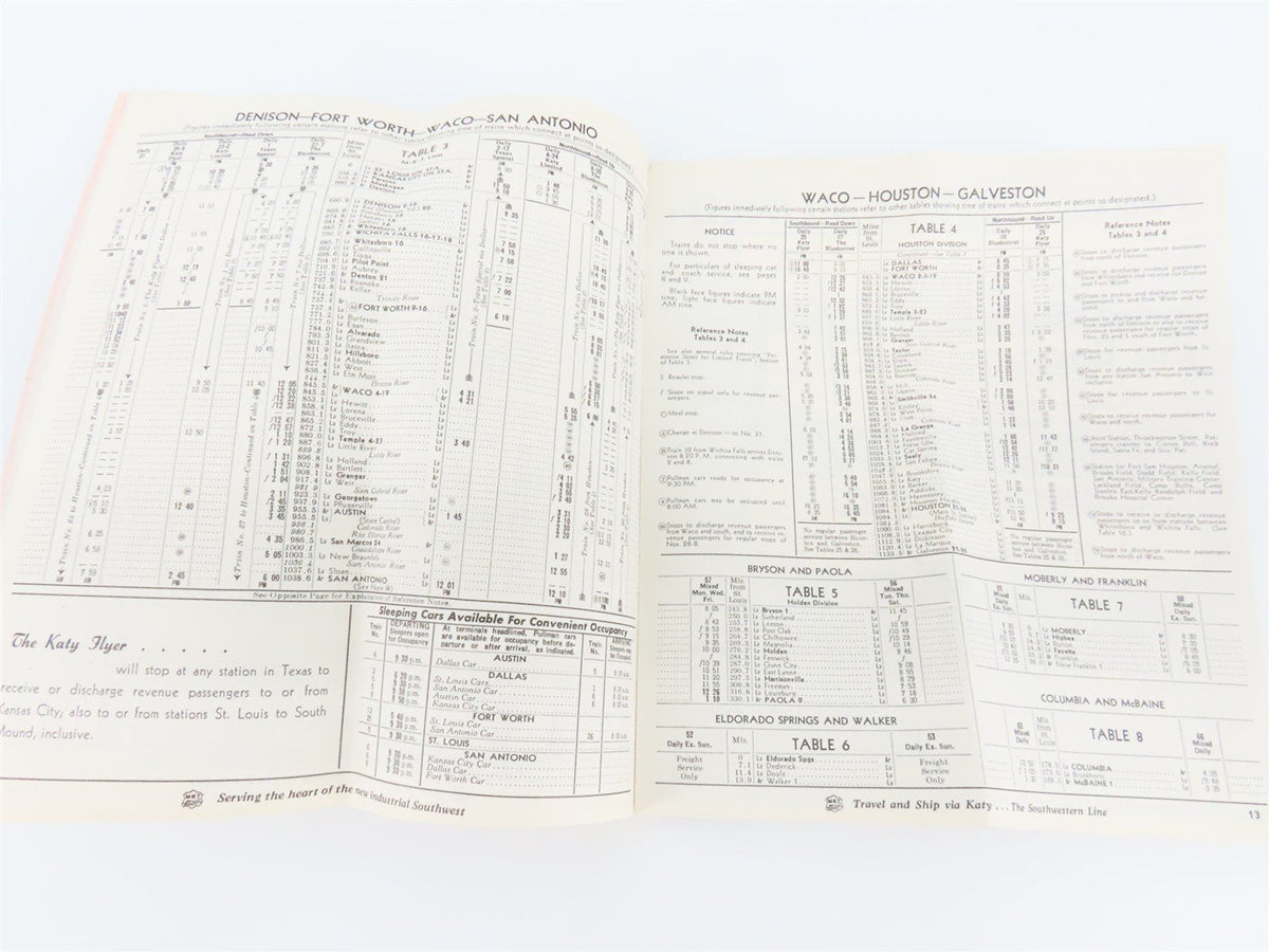 MKT Missouri Kansas Texas Katy Railroad Time Tables - December 1, 1948