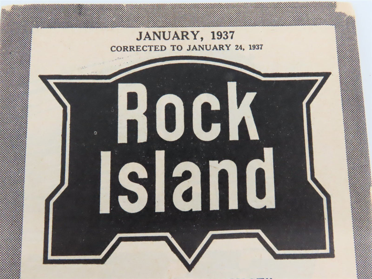 RI Rock Island Time Tables - January, 1937