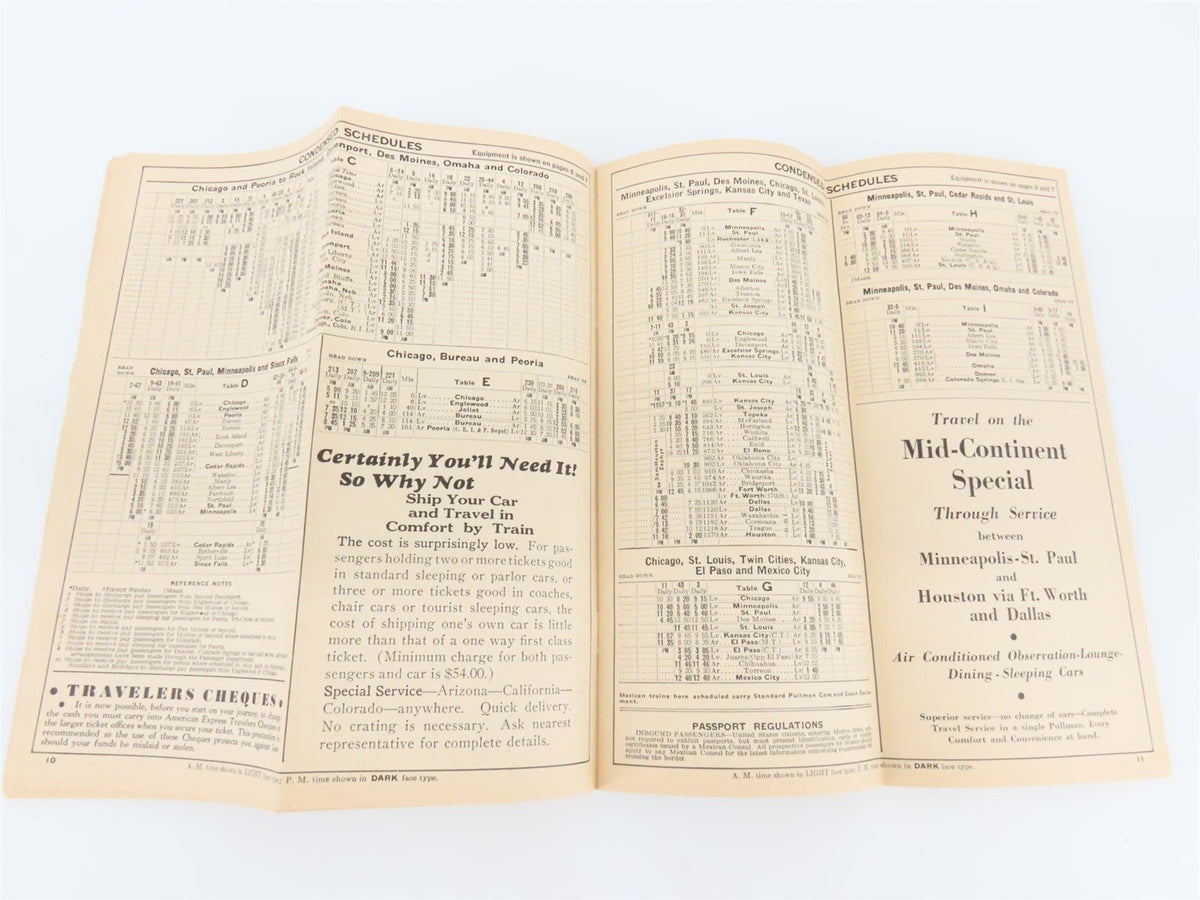 RI Rock Island Time Tables - January, 1937