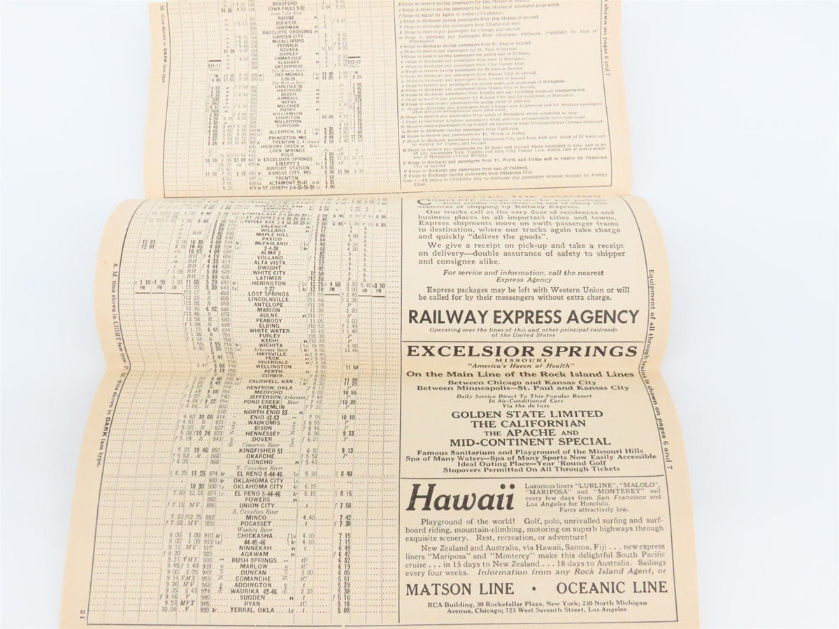 RI Rock Island Time Tables - January, 1937