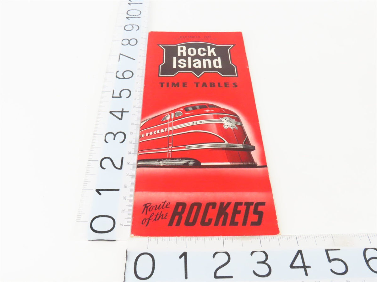 RI Rock Island &quot;Route of the Rockets&quot; Time Tables - December, 1937