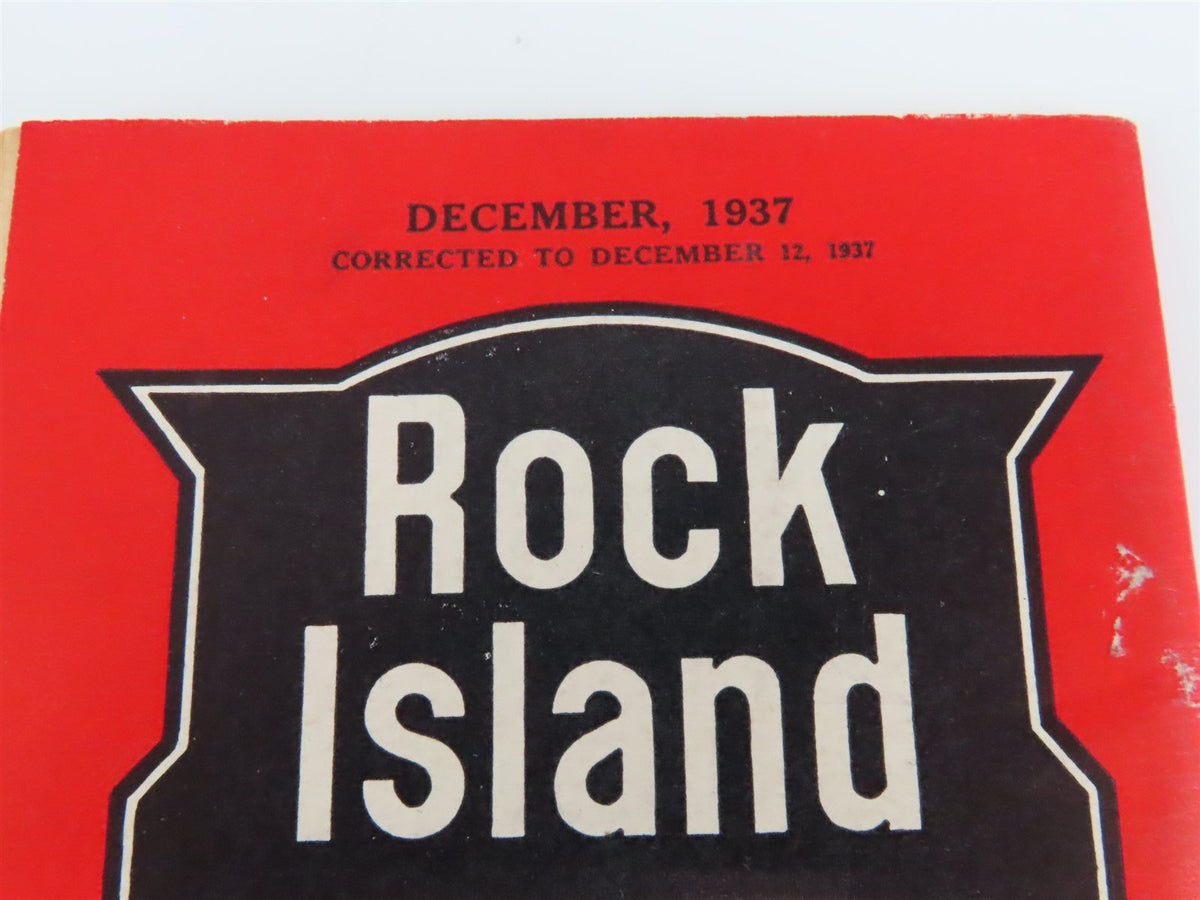 RI Rock Island &quot;Route of the Rockets&quot; Time Tables - December, 1937