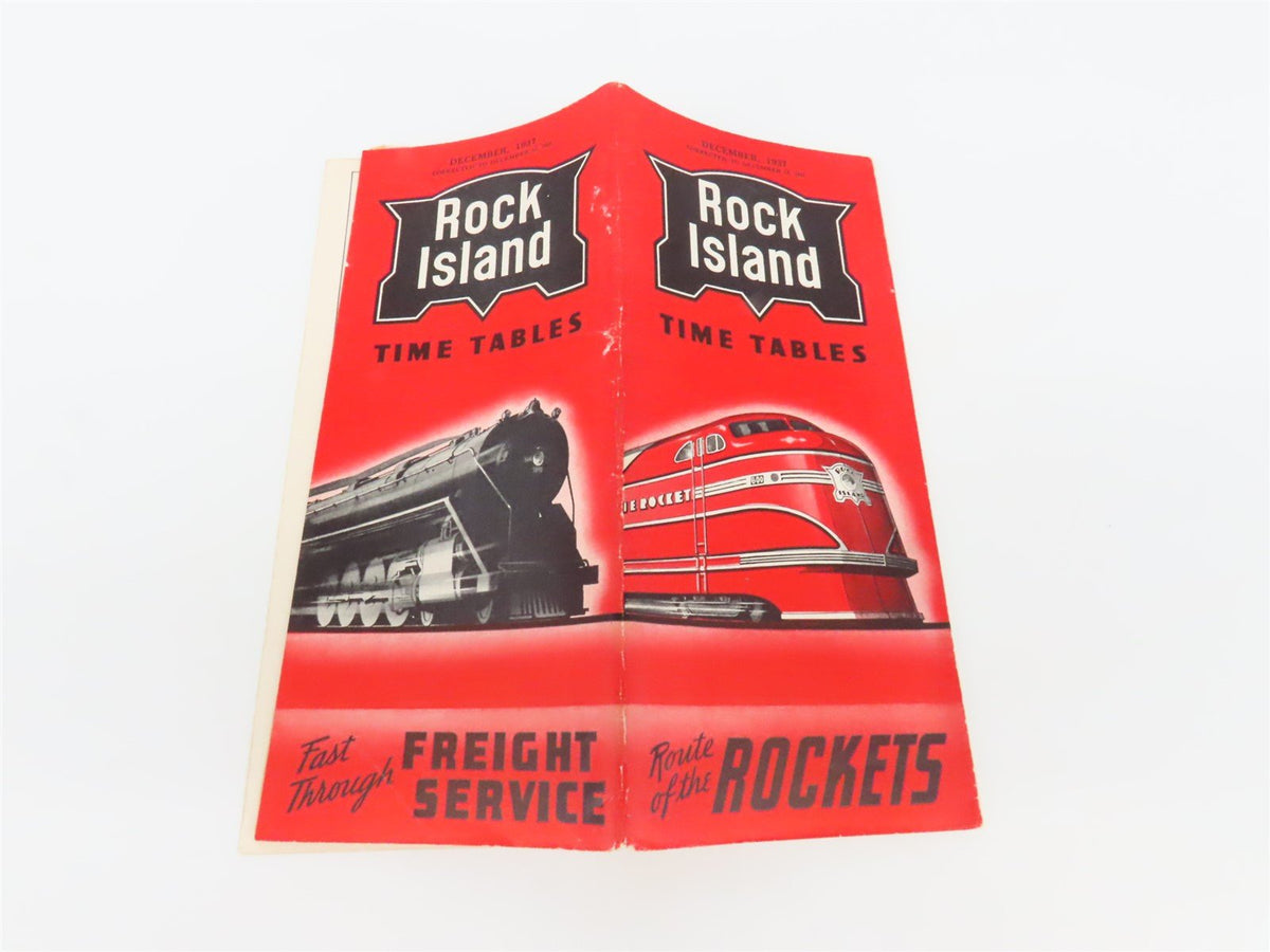 RI Rock Island &quot;Route of the Rockets&quot; Time Tables - December, 1937