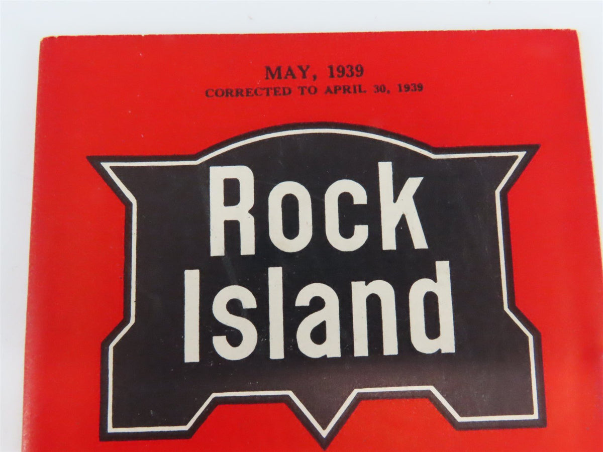 RI Rock Island &quot;Route of the Rockets&quot; Time Tables - May, 1939