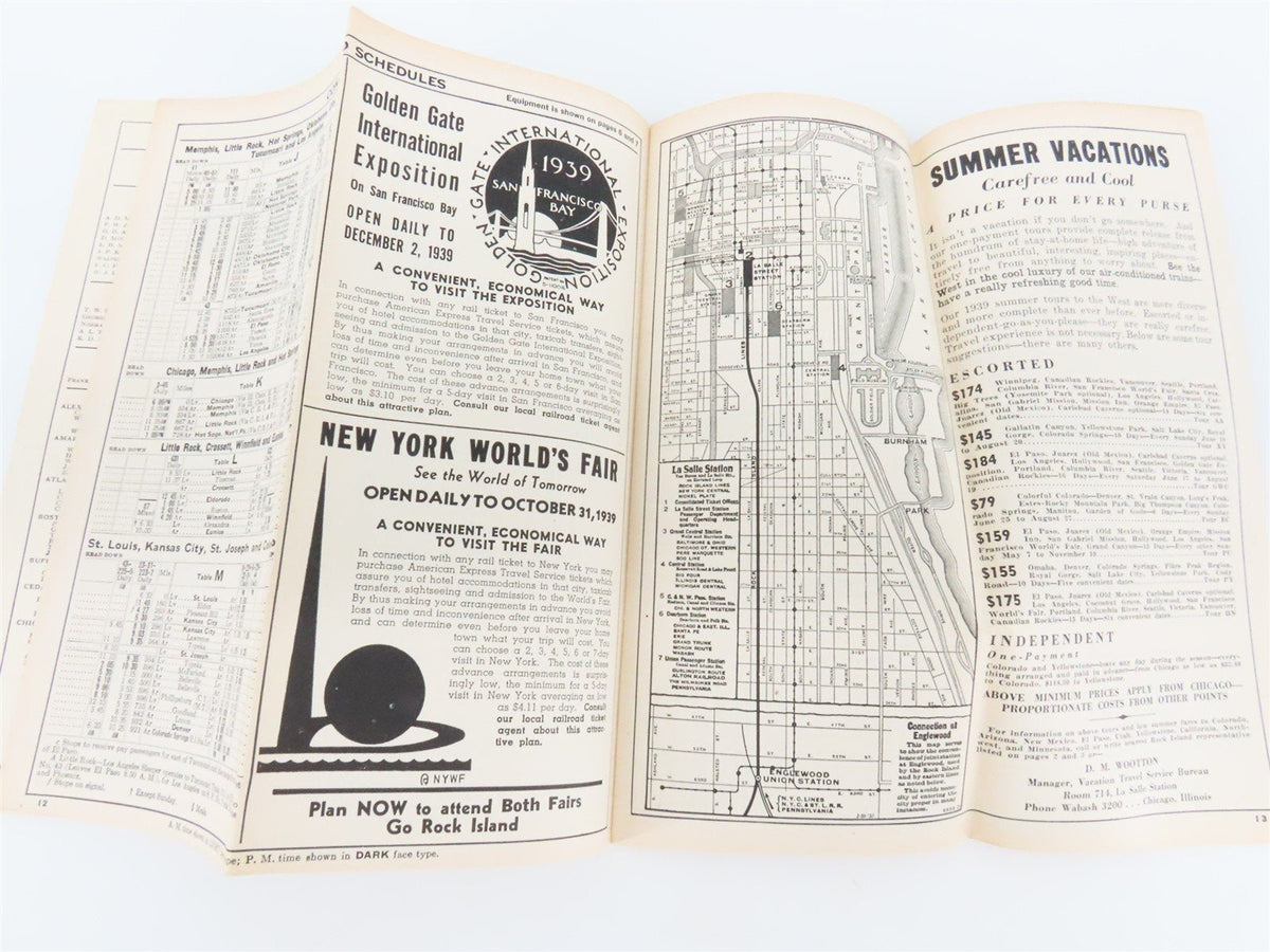 RI Rock Island &quot;Route of the Rockets&quot; Time Tables - May, 1939