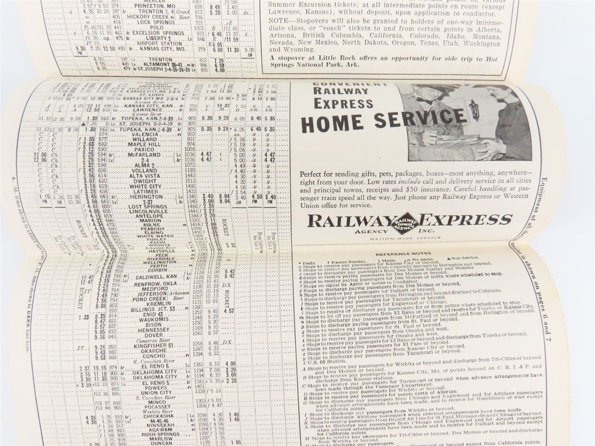 RI Rock Island &quot;Route of the Rockets&quot; Time Tables - January, 1941