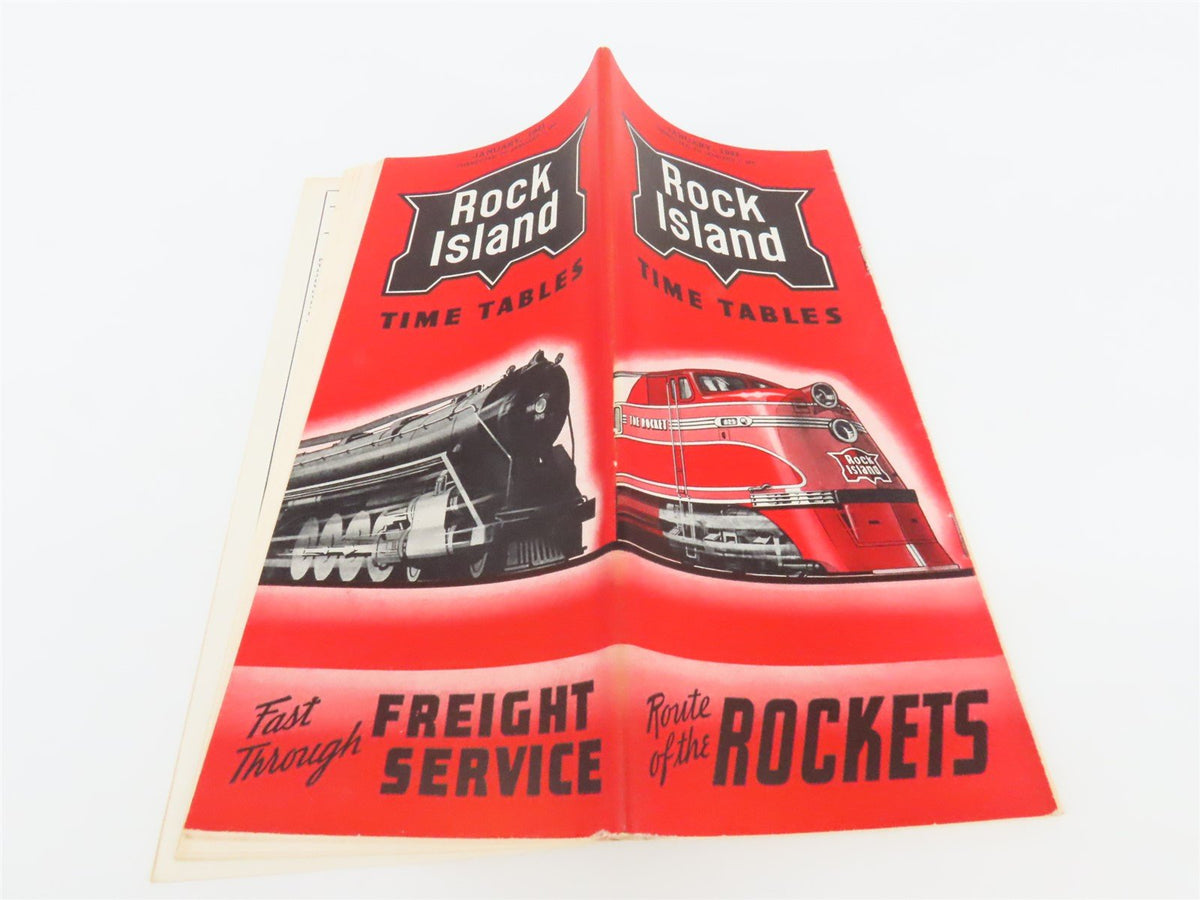 RI Rock Island &quot;Route of the Rockets&quot; Time Tables - January, 1941