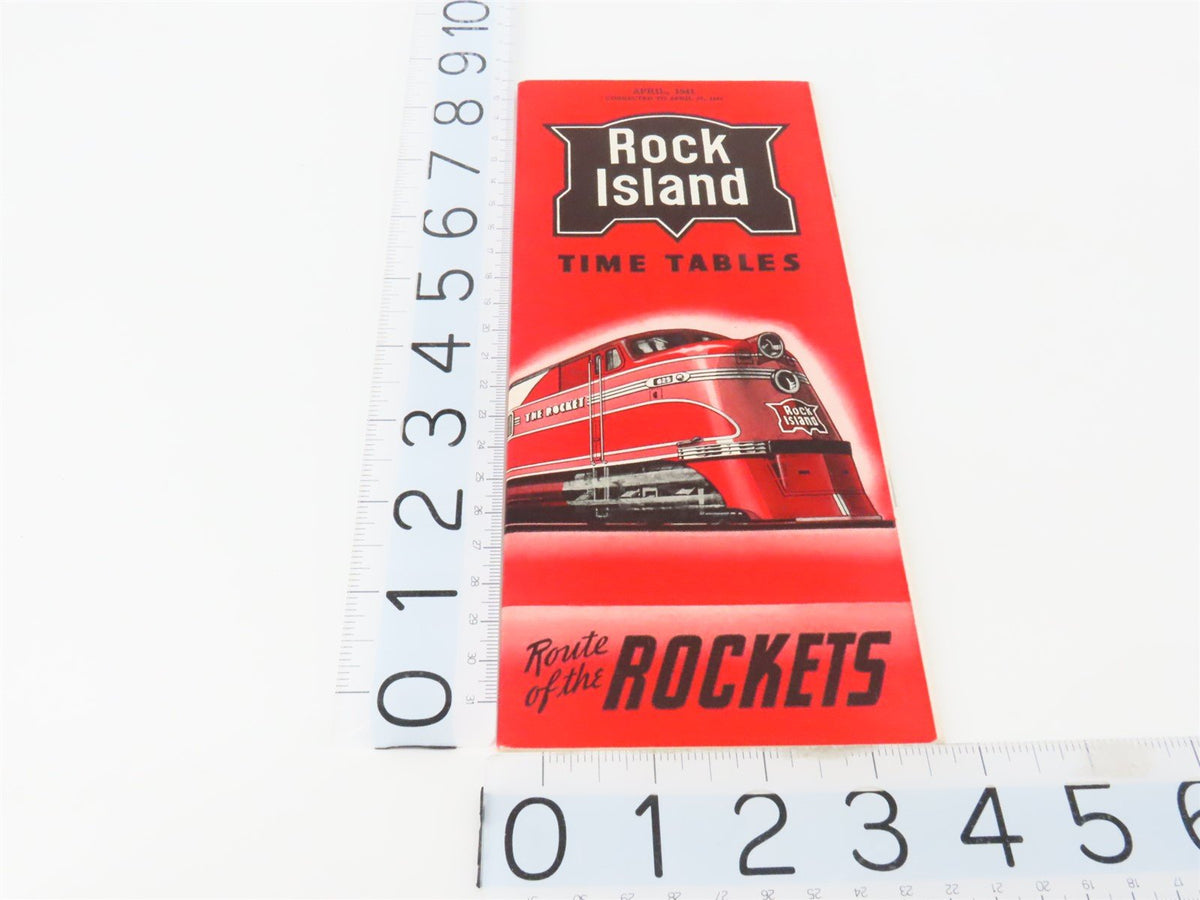 RI Rock Island &quot;Route of the Rockets&quot; Time Tables - April, 1941