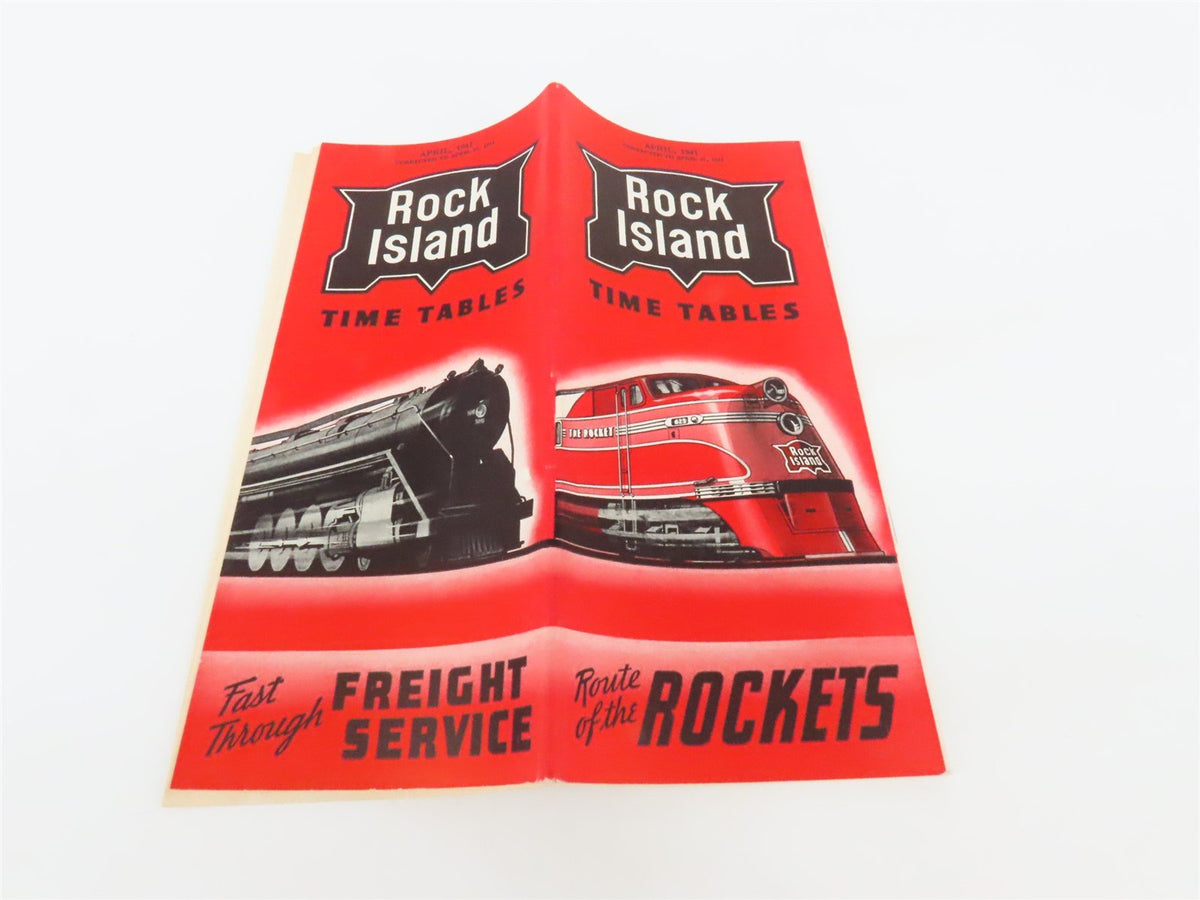 RI Rock Island &quot;Route of the Rockets&quot; Time Tables - April, 1941