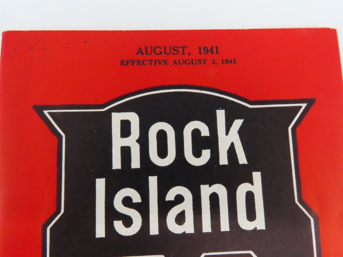 RI Rock Island &quot;Route of the Rockets&quot; Time Tables - August, 1941