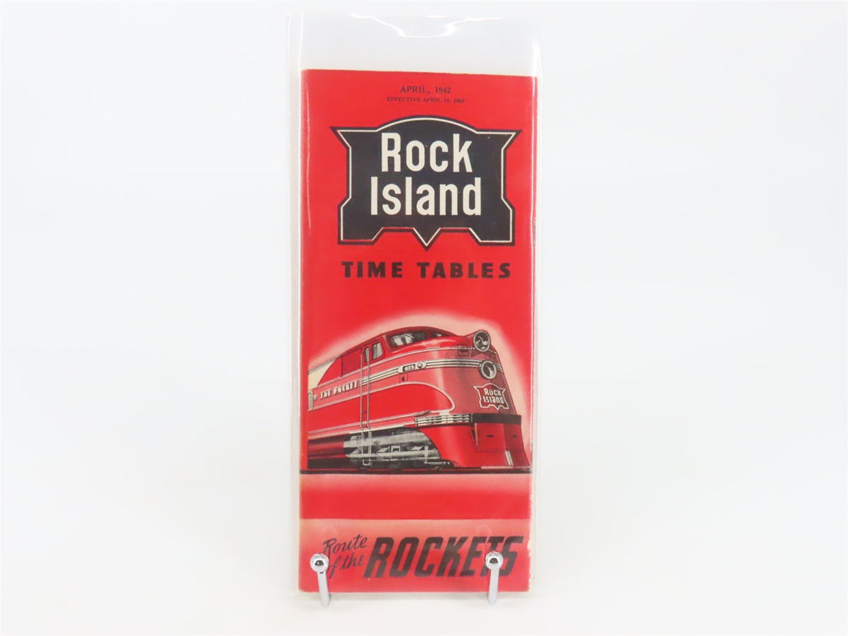 RI Rock Island &quot;Route of the Rockets&quot; Time Tables - April, 1942