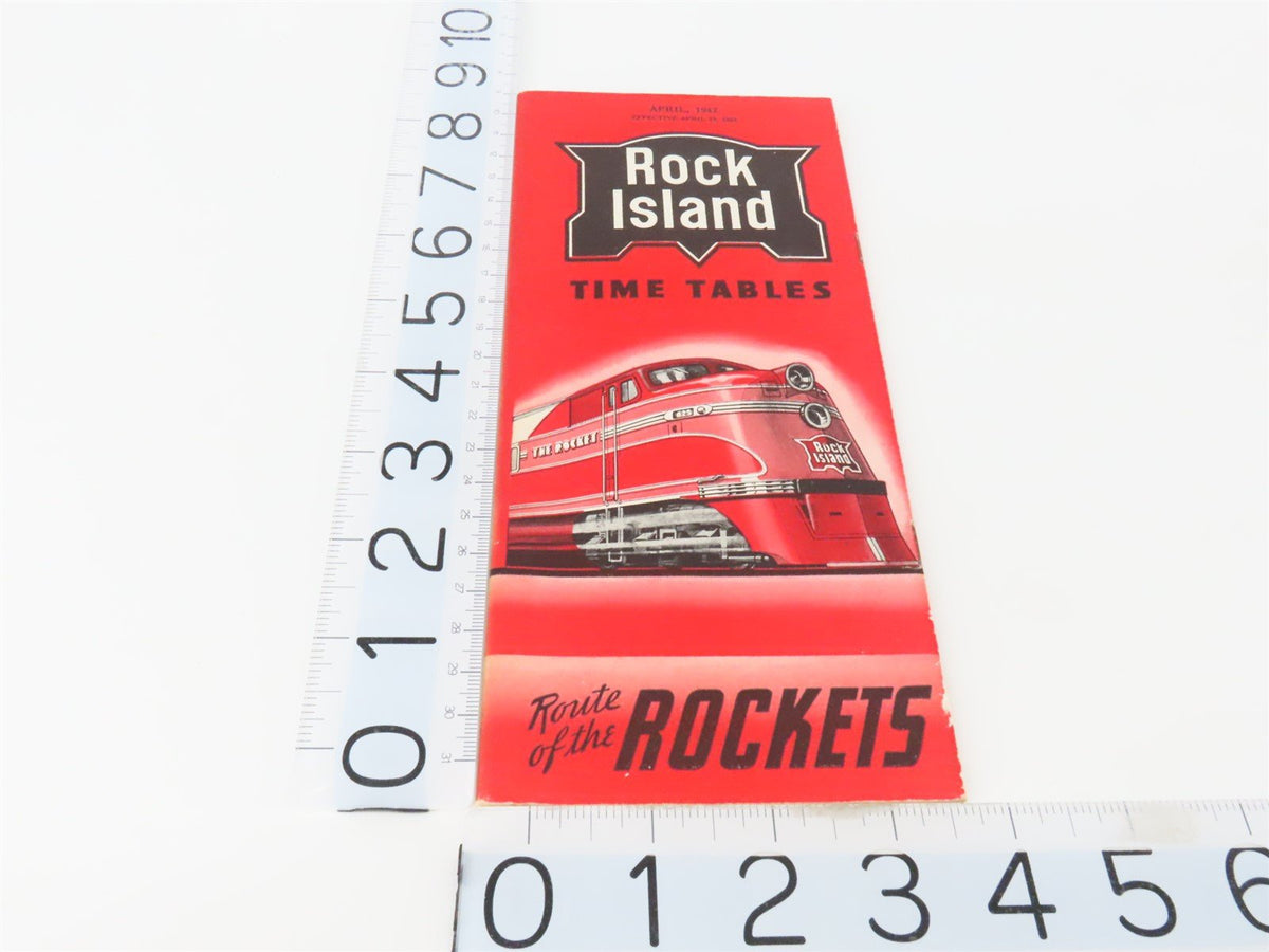 RI Rock Island &quot;Route of the Rockets&quot; Time Tables - April, 1942