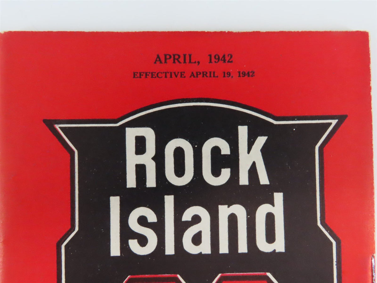 RI Rock Island &quot;Route of the Rockets&quot; Time Tables - April, 1942