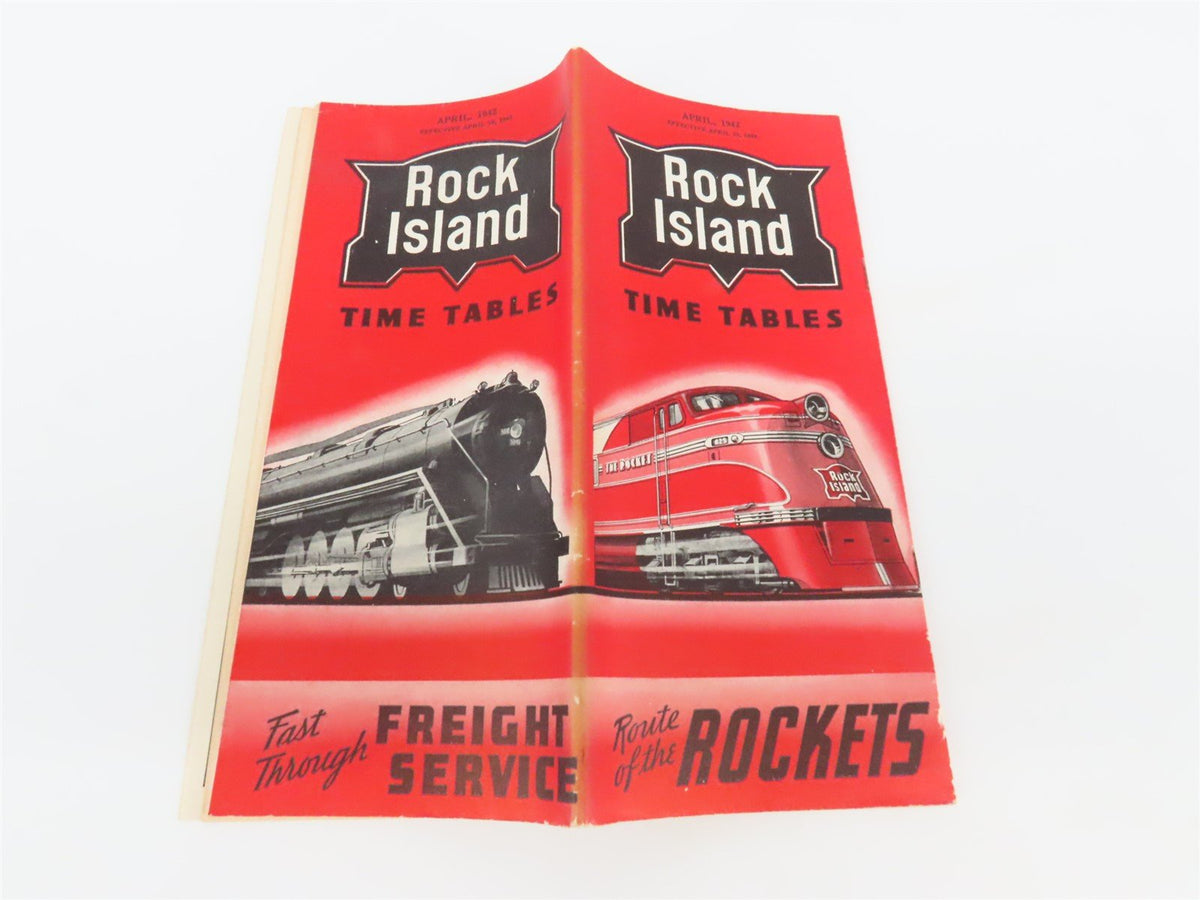 RI Rock Island &quot;Route of the Rockets&quot; Time Tables - April, 1942