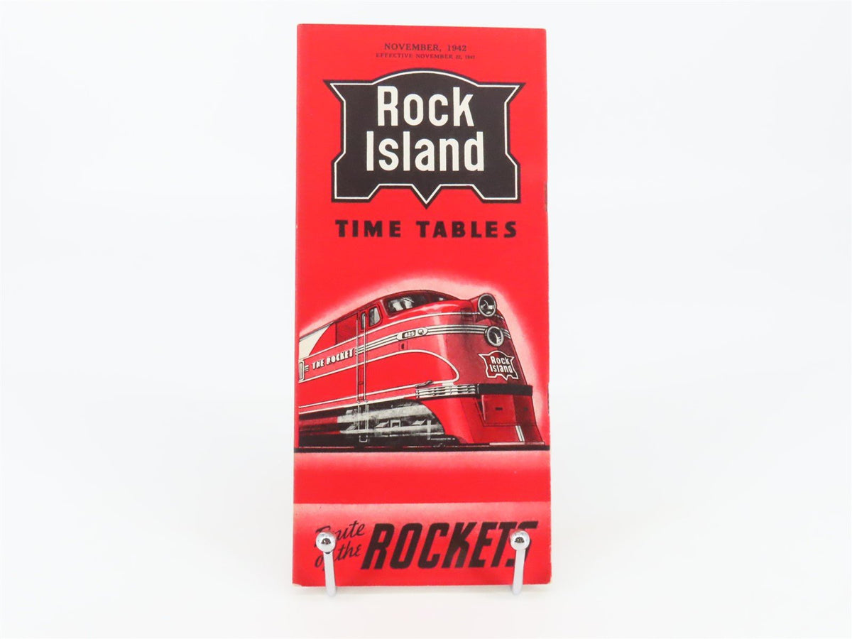 RI Rock Island &quot;Route of the Rockets&quot; Time Tables - November, 1942