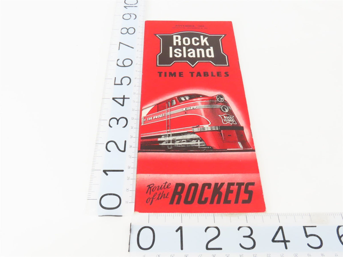 RI Rock Island &quot;Route of the Rockets&quot; Time Tables - November, 1942