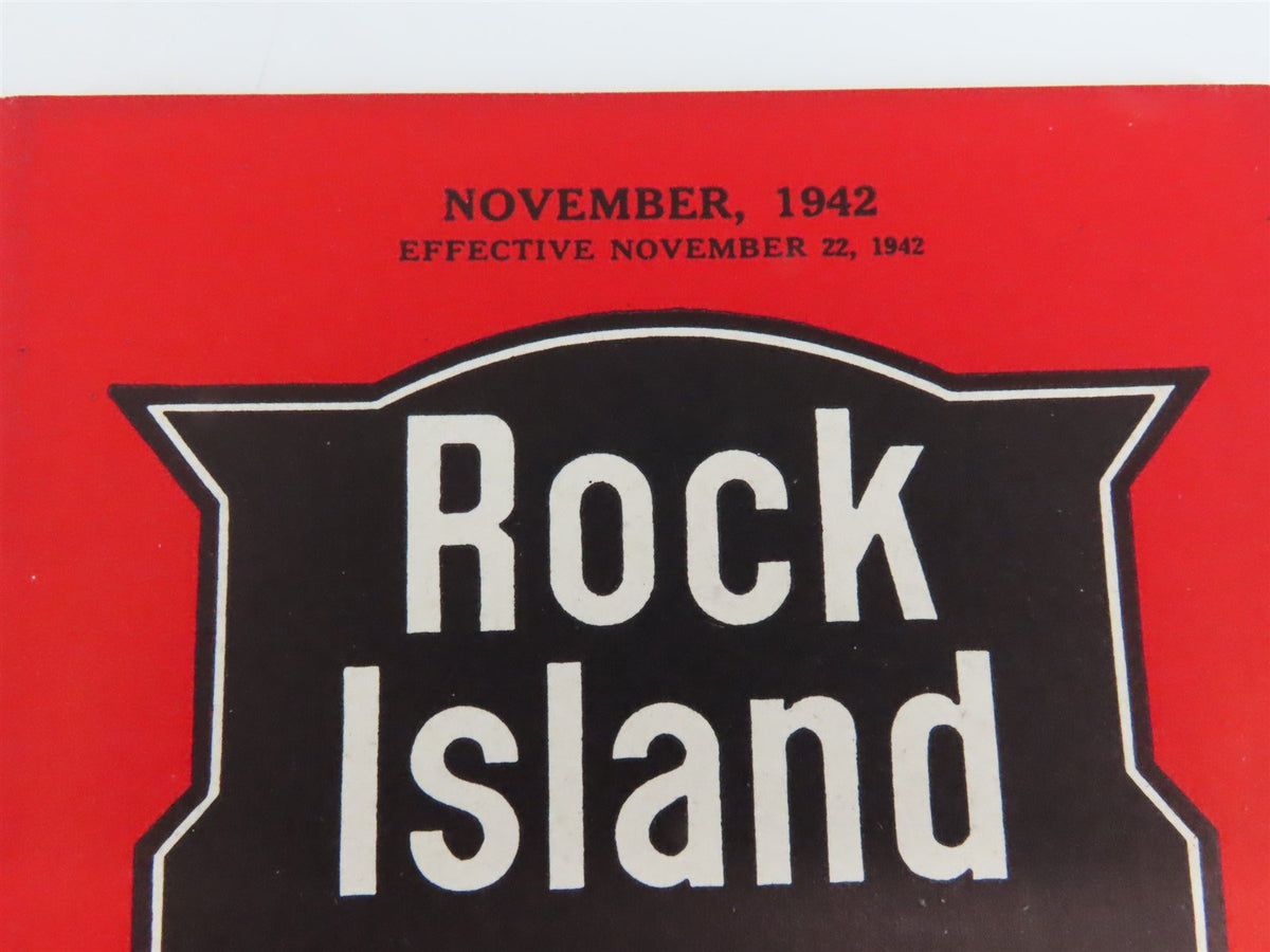 RI Rock Island &quot;Route of the Rockets&quot; Time Tables - November, 1942