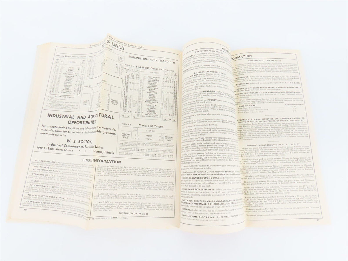 RI Rock Island &quot;Route of the Rockets&quot; Time Tables - November, 1942