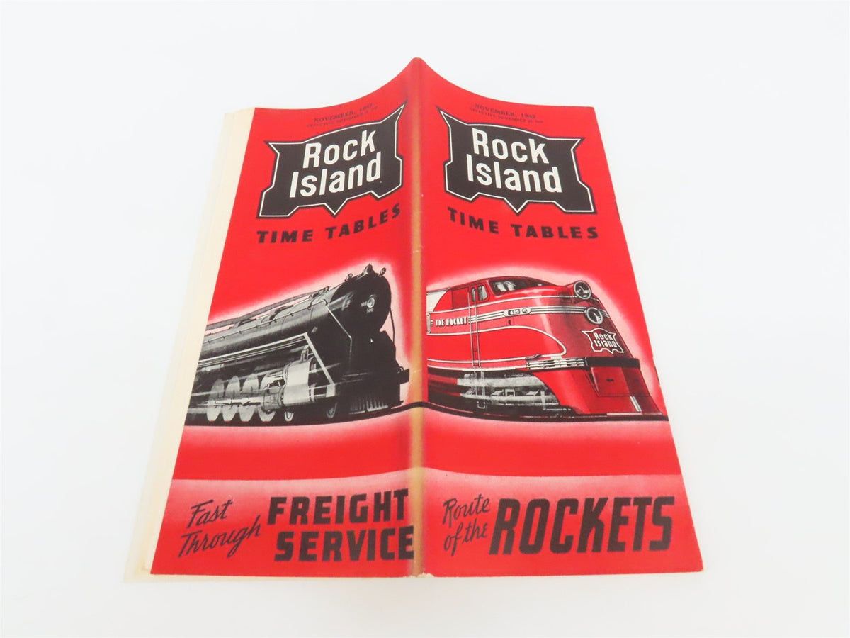 RI Rock Island &quot;Route of the Rockets&quot; Time Tables - November, 1942