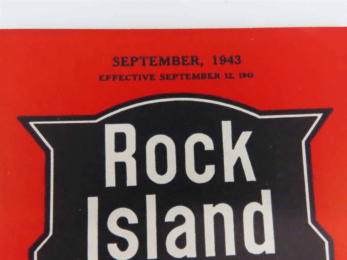 RI Rock Island &quot;Route of the Rockets&quot; Time Tables - September, 1943