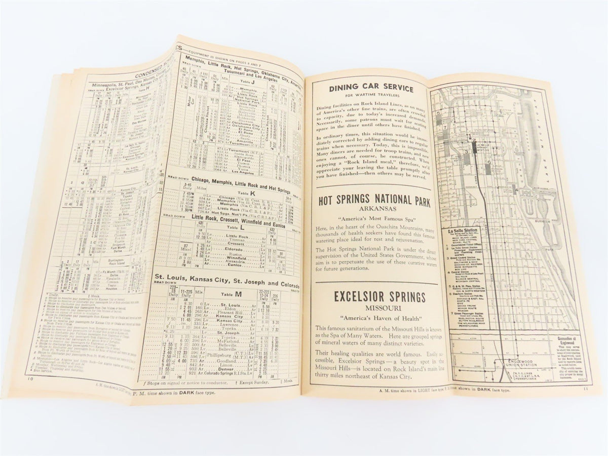 RI Rock Island &quot;Route of the Rockets&quot; Time Tables - September, 1943