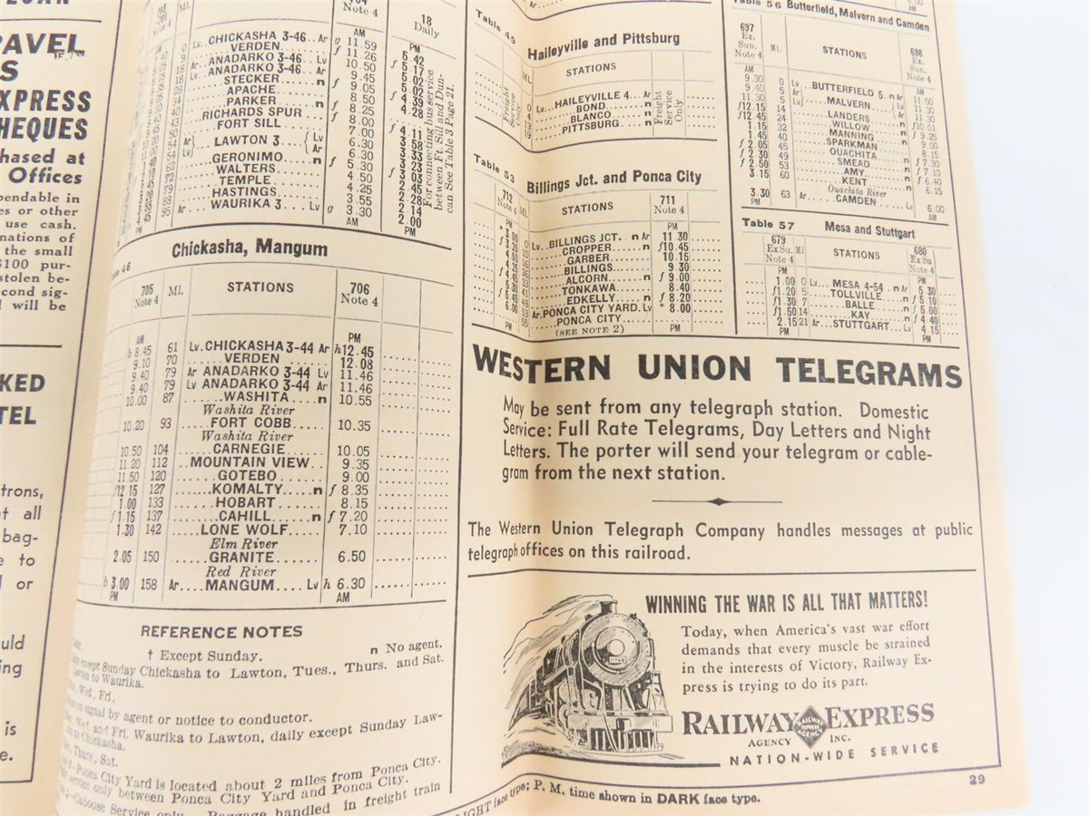 RI Rock Island &quot;Route of the Rockets&quot; Time Tables - September, 1943