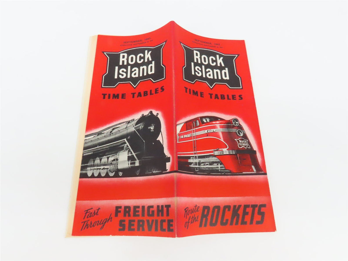 RI Rock Island &quot;Route of the Rockets&quot; Time Tables - September, 1943