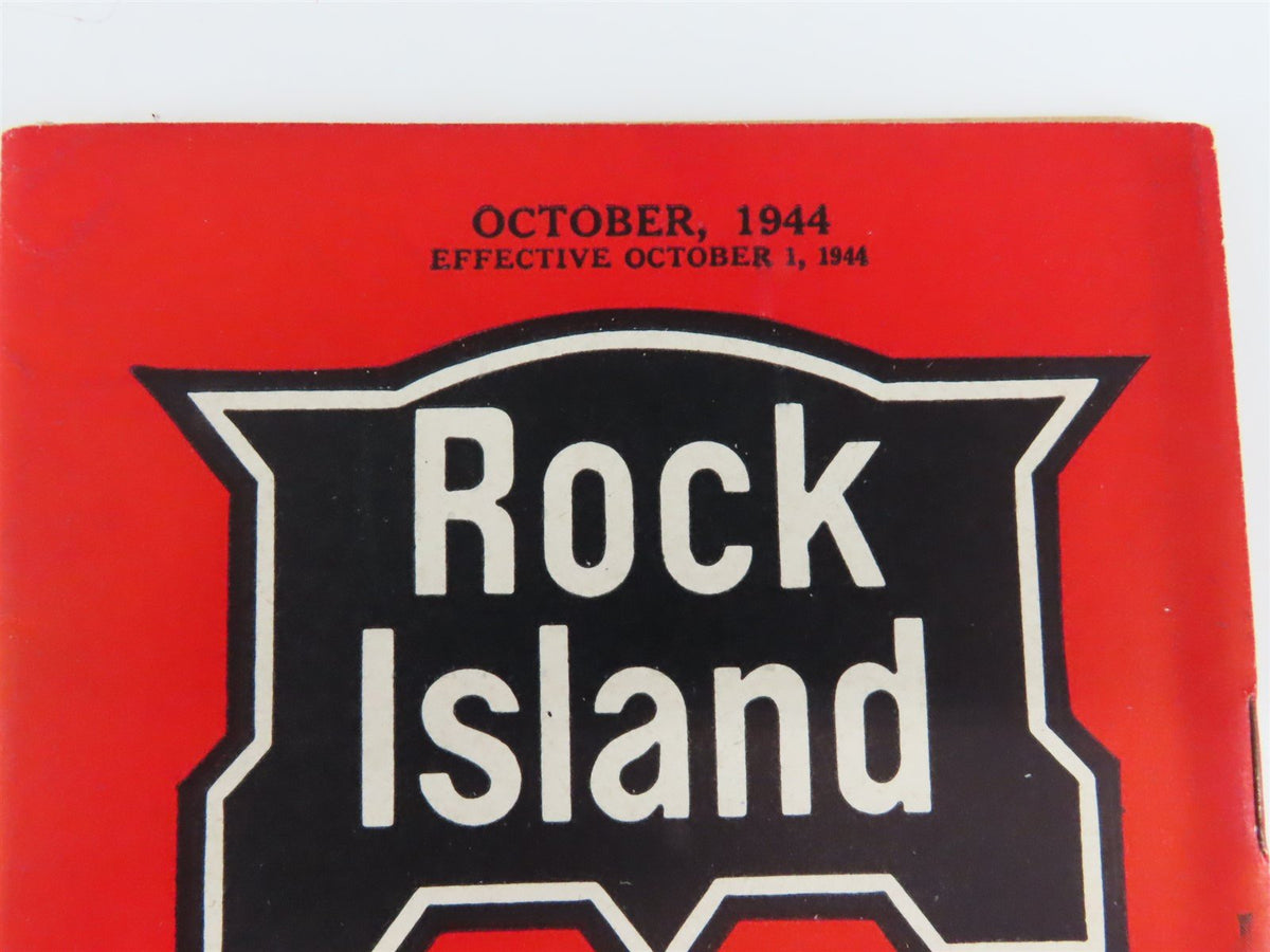 RI Rock Island &quot;Route of the Rockets&quot; Time Tables - October, 1944