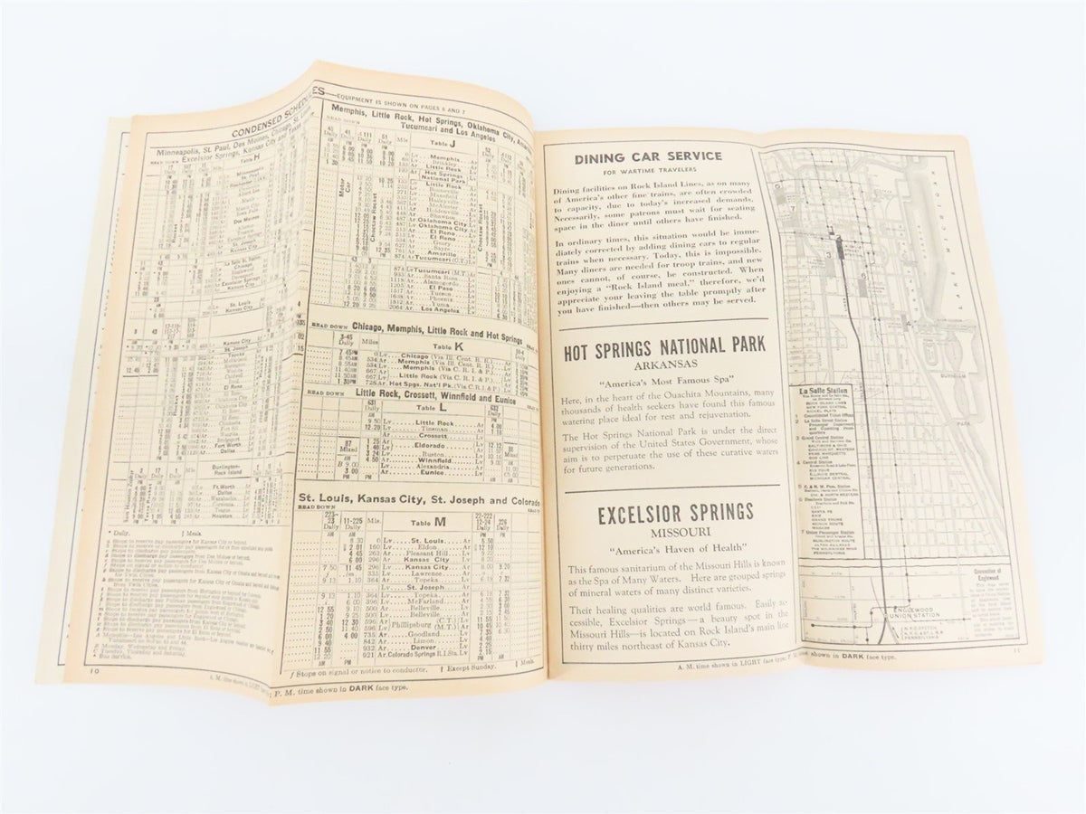 RI Rock Island &quot;Route of the Rockets&quot; Time Tables - October, 1944