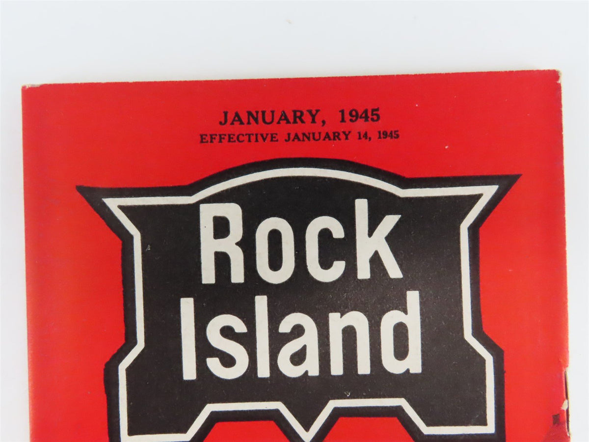 RI Rock Island &quot;Route of the Rockets&quot; Time Tables - January, 1945