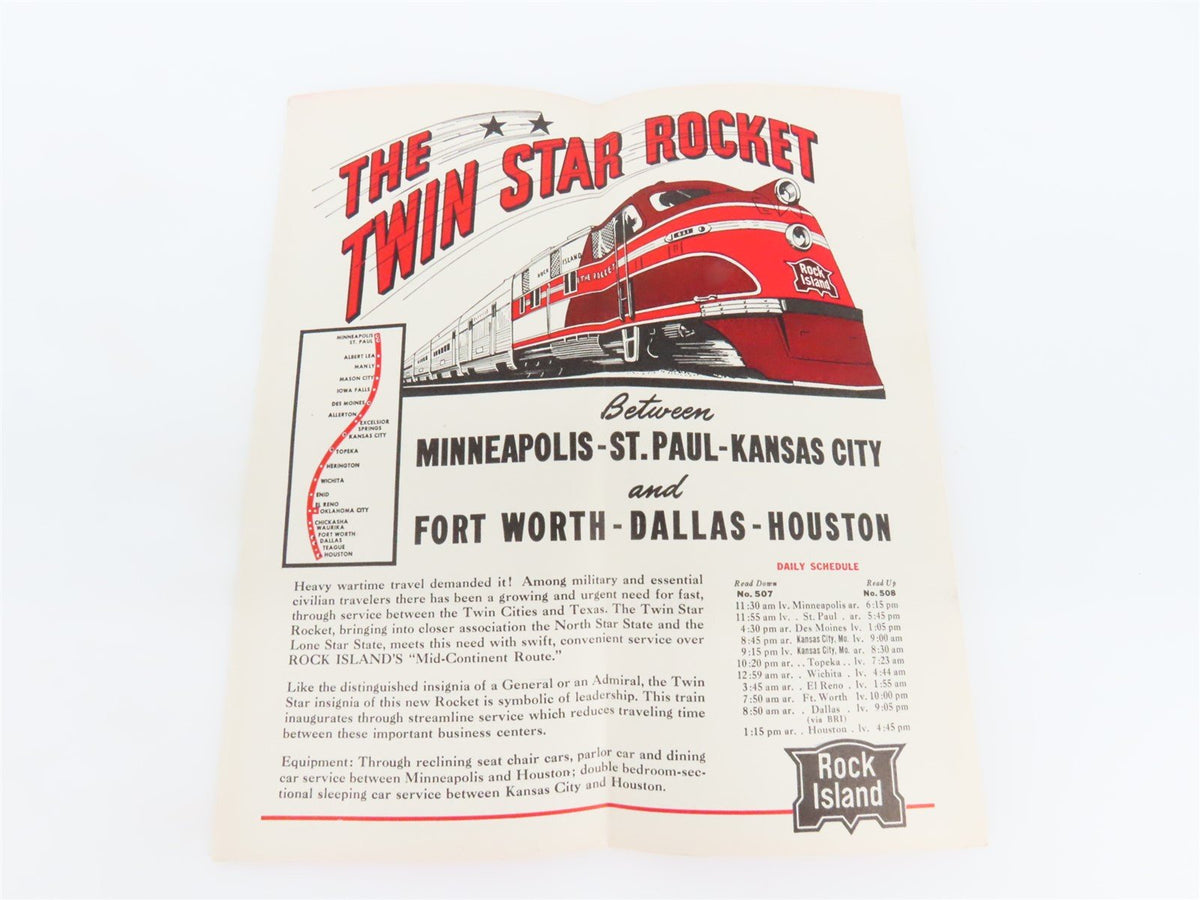 RI Rock Island &quot;Route of the Rockets&quot; Time Tables - January, 1945