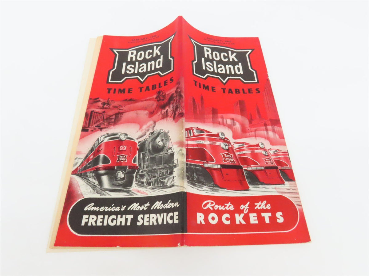 RI Rock Island &quot;Route of the Rockets&quot; Time Tables - January, 1945