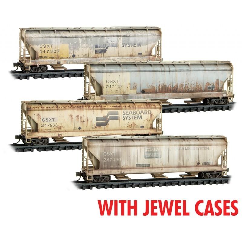 N Micro-Trains MTL 98305071 CSXT/ex-Family Lines 3-Bay Hopper 4-Pack - Weathered