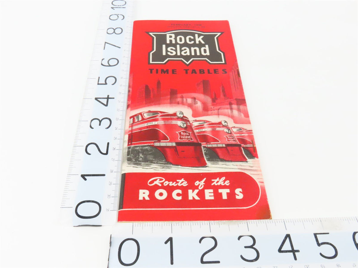 RI Rock Island &quot;Route of the Rockets&quot; Time Tables - February, 1946