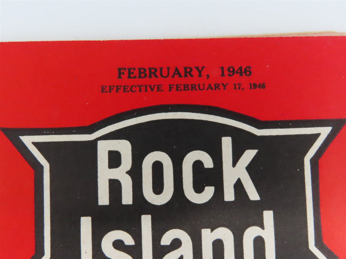 RI Rock Island &quot;Route of the Rockets&quot; Time Tables - February, 1946