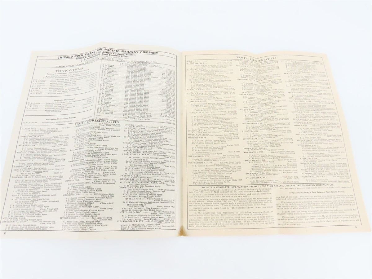 RI Rock Island &quot;Route of the Rockets&quot; Time Tables - February, 1946