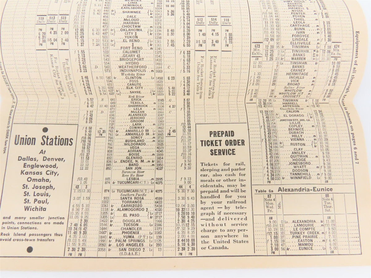 RI Rock Island &quot;Route of the Rockets&quot; Time Tables - February, 1946