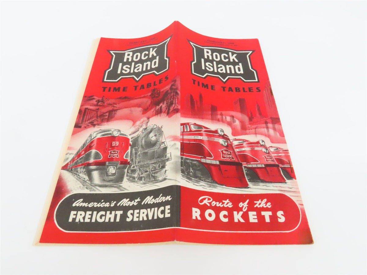 RI Rock Island &quot;Route of the Rockets&quot; Time Tables - February, 1946