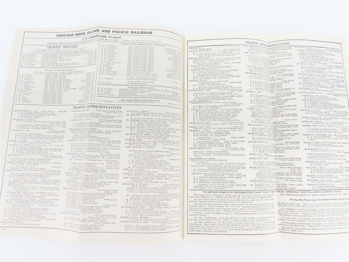 RI Rock Island &quot;Route of the Rockets&quot; Time Tables - June, 1948