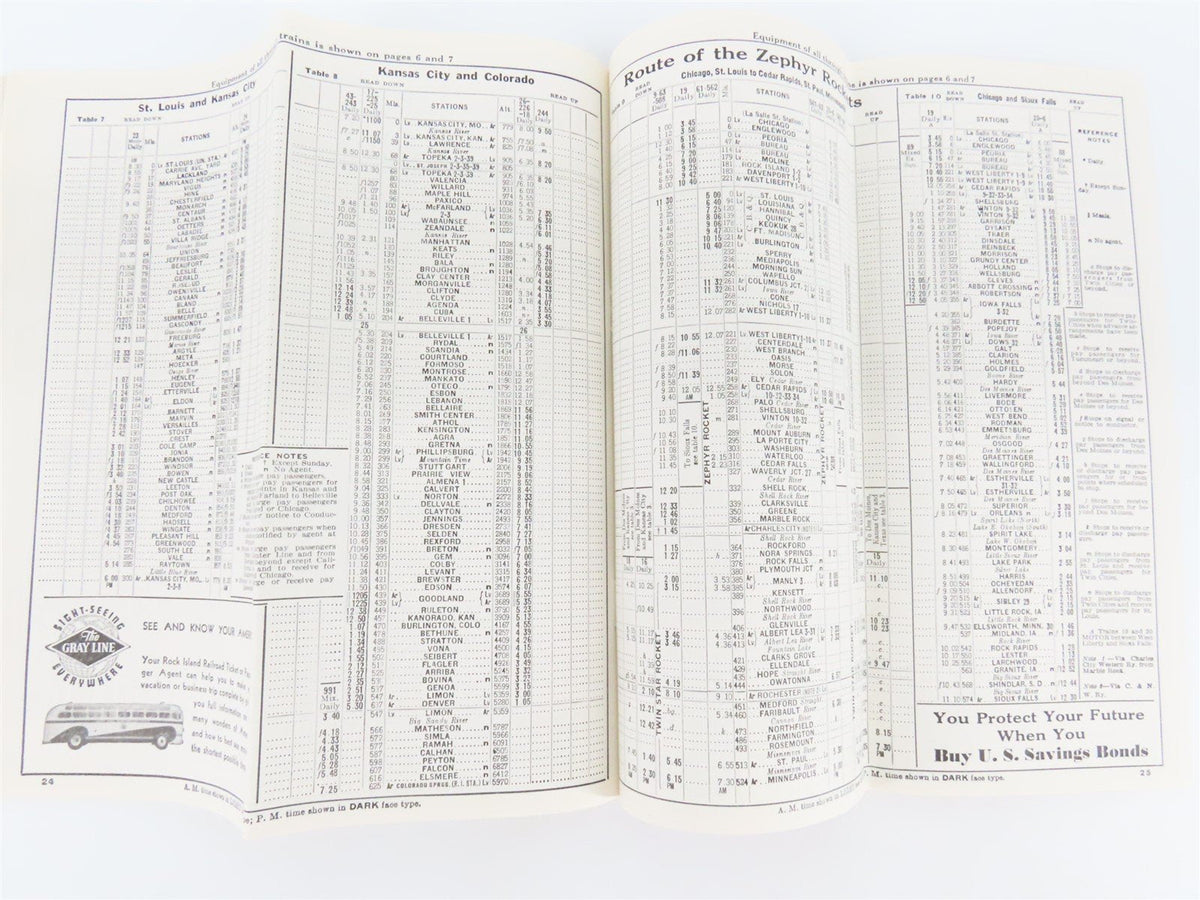 RI Rock Island &quot;Route of the Rockets&quot; Time Tables - June, 1948