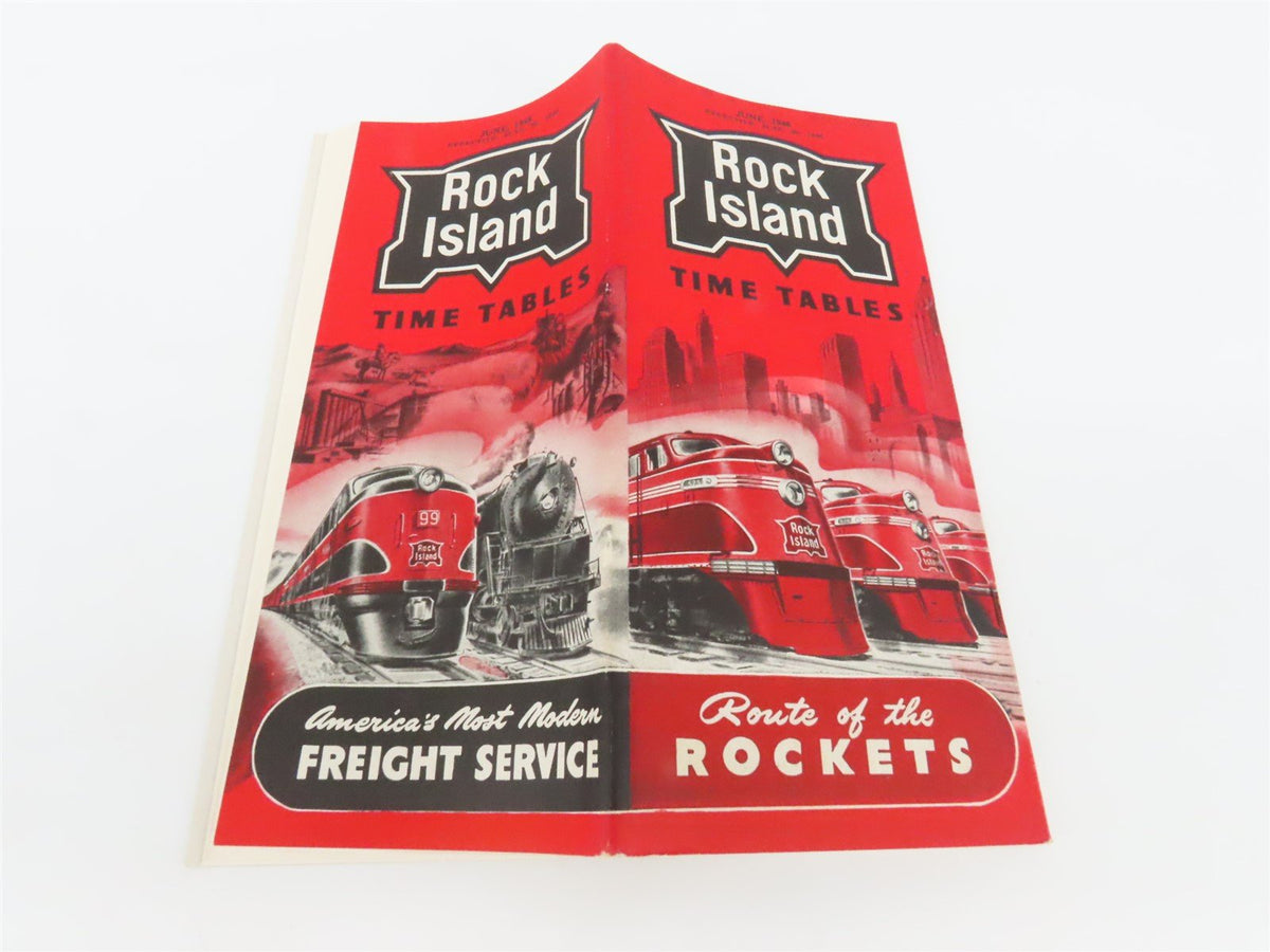 RI Rock Island &quot;Route of the Rockets&quot; Time Tables - June, 1948