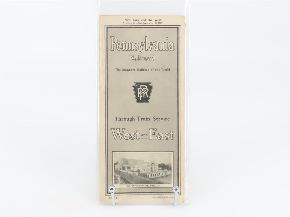 PRR Pennsylvania Railroad New York and the West Time Tables - September 25, 1927