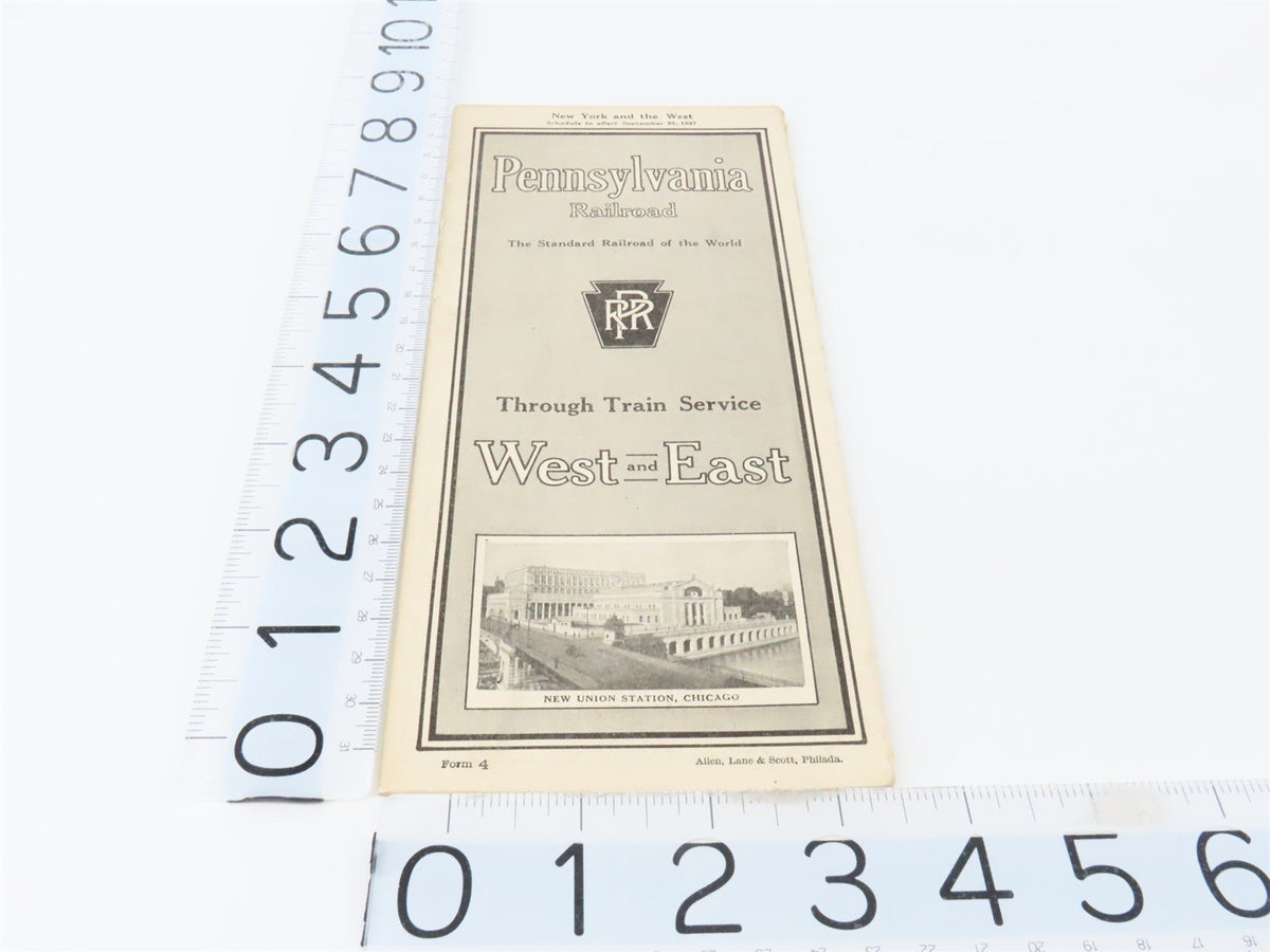 PRR Pennsylvania Railroad New York and the West Time Tables - September 25, 1927