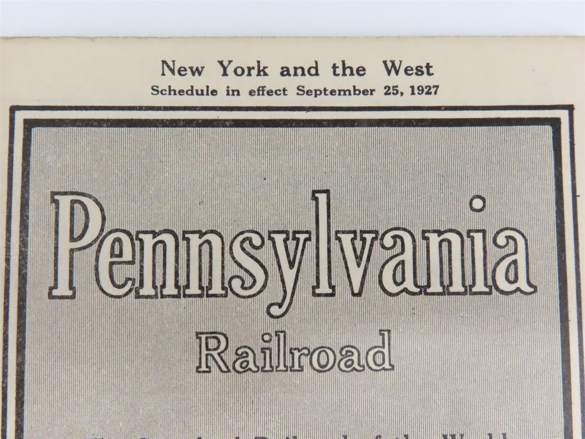 PRR Pennsylvania Railroad New York and the West Time Tables - September 25, 1927