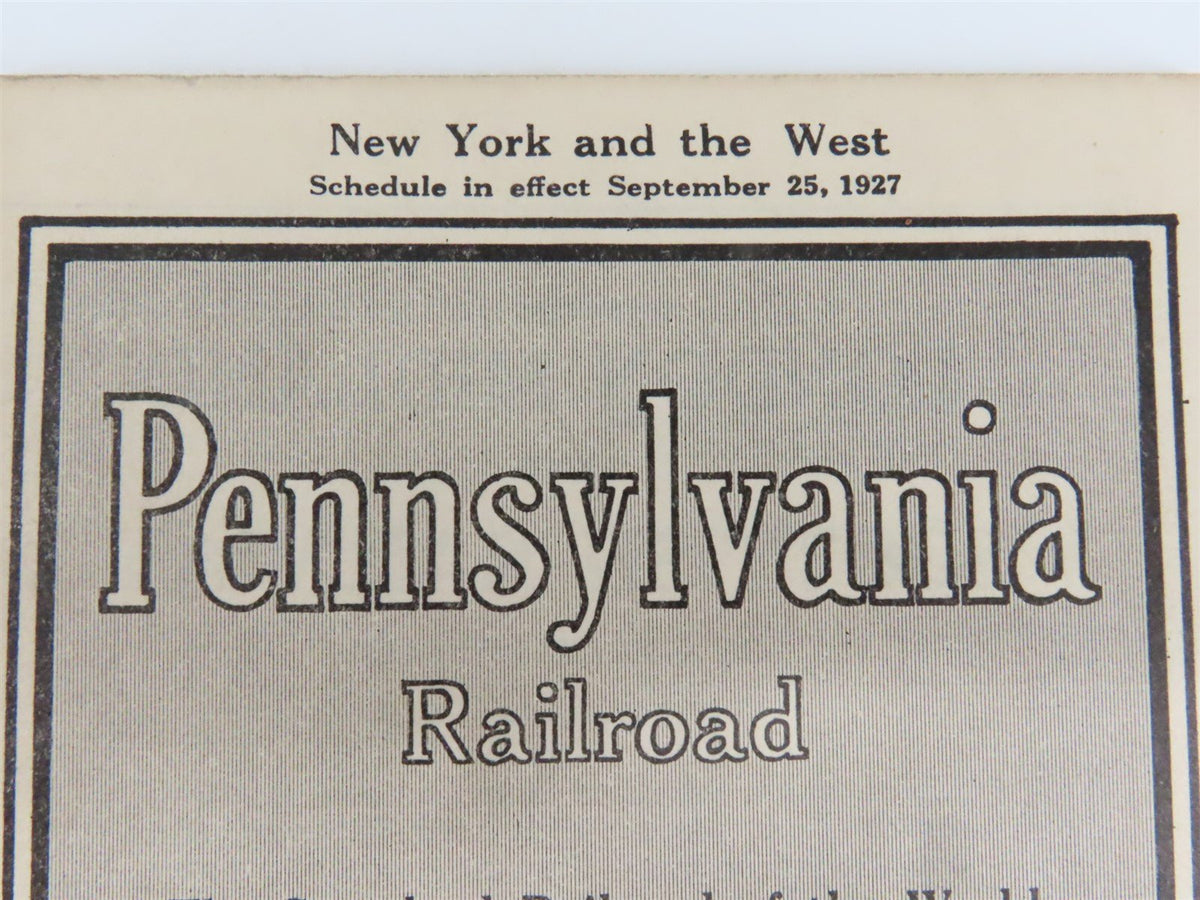 PRR Pennsylvania Railroad New York and the West Time Tables - September 25, 1927