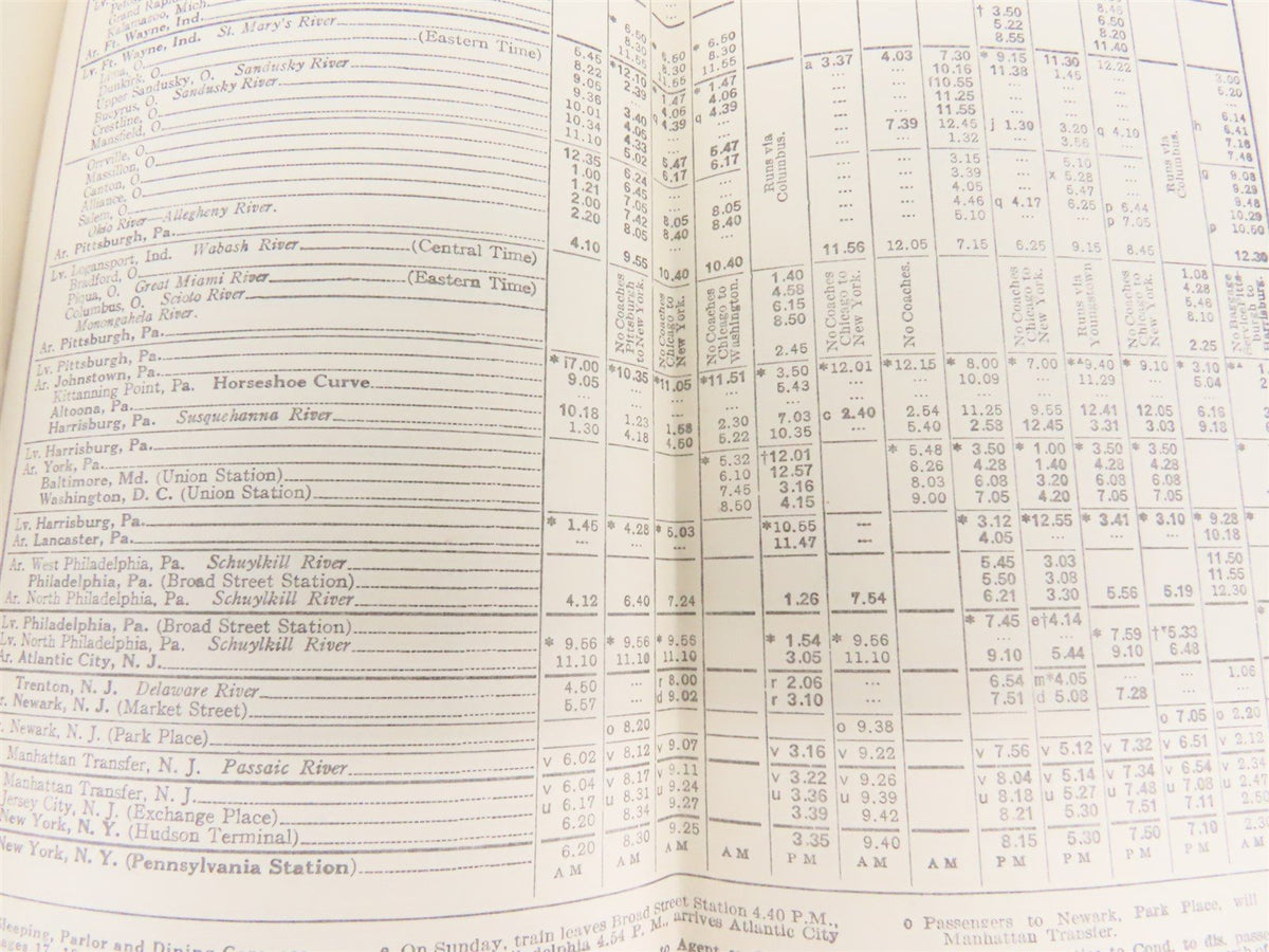 PRR Pennsylvania Railroad New York and the West Time Tables - September 25, 1927