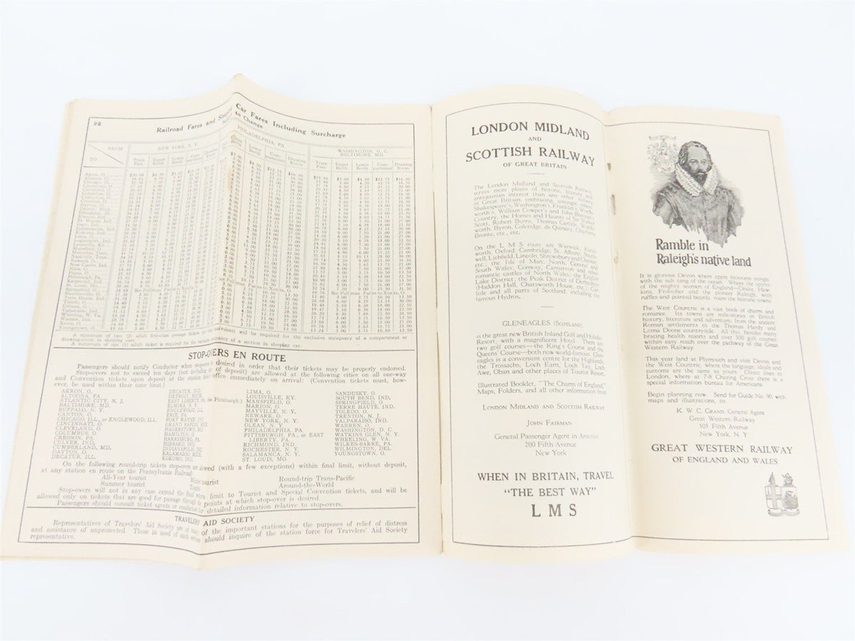 PRR Pennsylvania Railroad New York and the West Time Tables - September 25, 1927