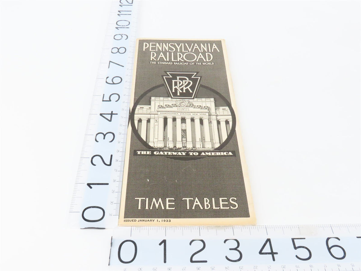 PRR Pennsylvania Railroad &quot;The Gateway To America&quot; Time Tables - January 1, 1933