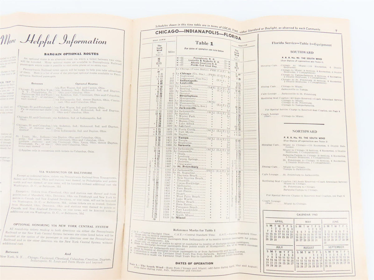 PRR Pennsylvania Railroad Passenger Train Time Tables - April 28, 1963